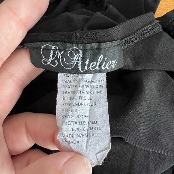 L’Atelier Elegant Black Dress with Silver Accents Size Medium - Picture 2 of 4